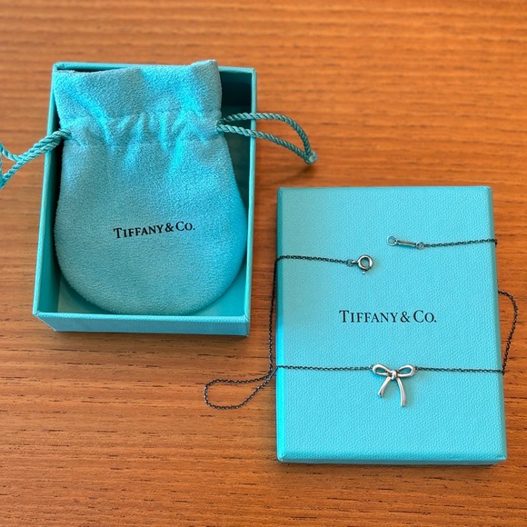 Tiffany Retired Bow Necklace - Silver - 16” - Picture 3 of 3